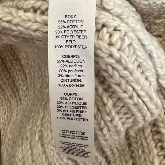 Chico’s Tan Neutral Boho Fringe Fran Vest W/ Waist Belt Size XL - Picture 9 of 9